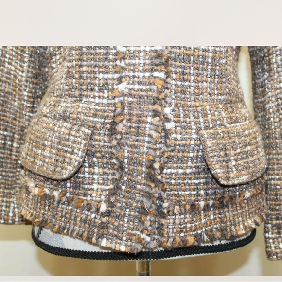 Perry Ellis Tweed Women Brown Blazer Size 8 Wool - Picture 4 of 12